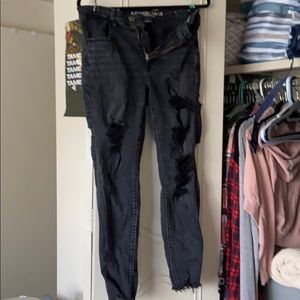 Majorly Distressed Black American Eagle Jeans
